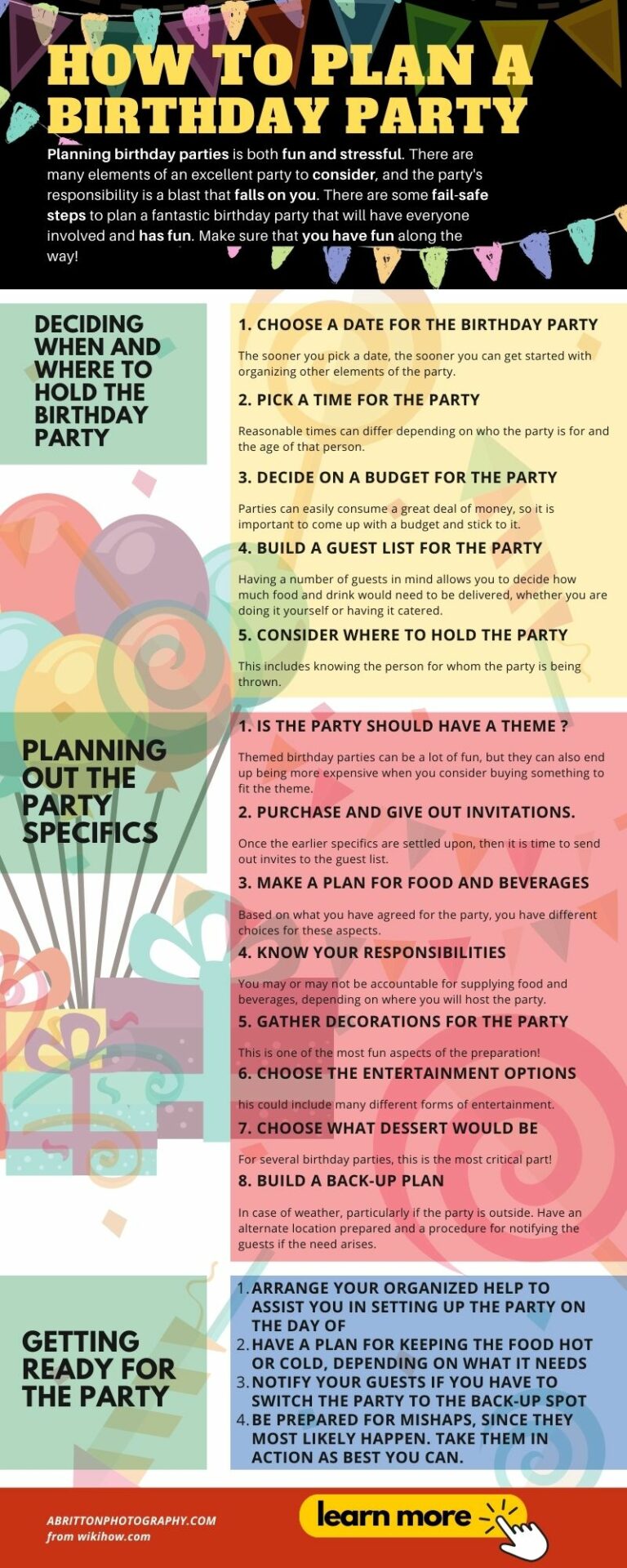 Infographic How to Plan a Birthday Party Birthday Picture Ideas