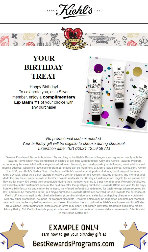 Kiehls Free Birthday Gift 2021