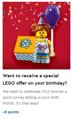 LEGO VIP Rewards Center Birthday Month Promo Offer