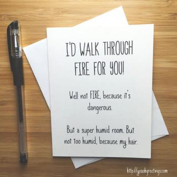 funny birthday card ideas walk through fire